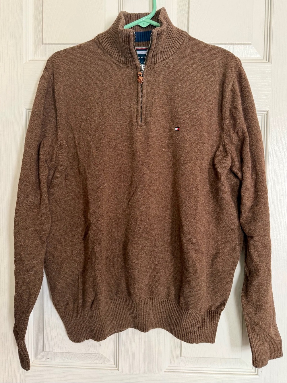 Tommy Hilfiger Men’s Brown Zip-Neck Sweater